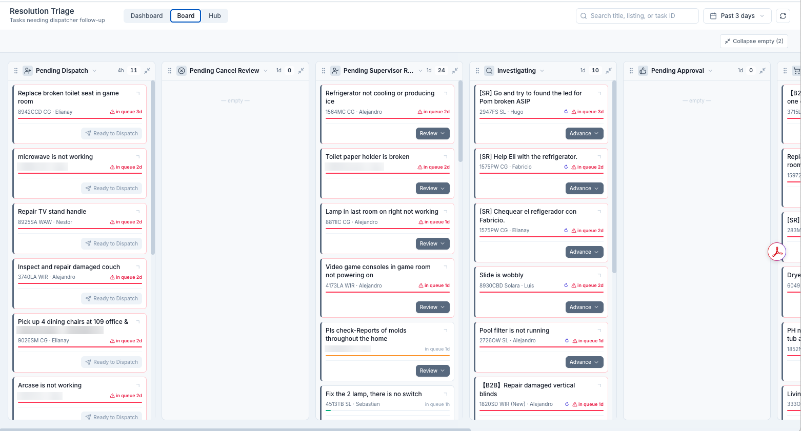 Task Triage - Board mode