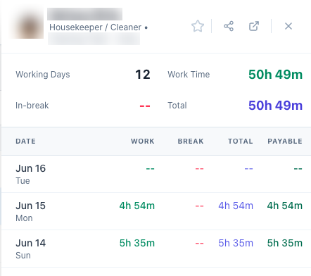 Staff Attendance - Timesheet mode